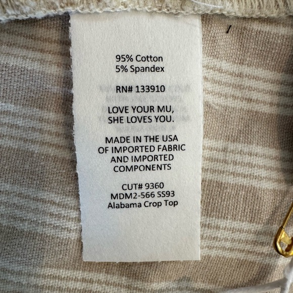 SHOW ME YOUR MUMU Alabama Crop Top In Sandy Stripe Sz XL NWT Tan White Tie - Picture 7 of 11